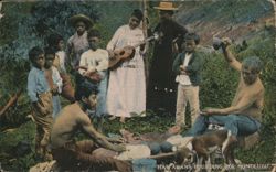 Hawaiians Pounding Poi, Honolulu Postcard