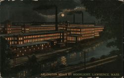 Arlington Mills by Moonlight, Lawrence, MA Postcard