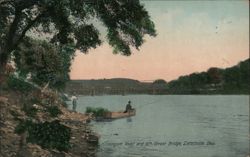 Muskingum River and 6th Street Bridge, Zanesville, OH Postcard