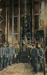 Lowering Miners and Mule, Butte, MT Postcard