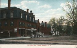 Post Office and Library, Newport, NH Postcard