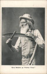 Ezra Meeker as Father Time Sharpening Scythe Postcard