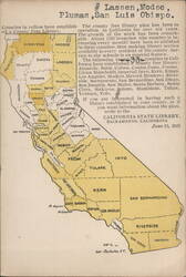 Map of California County Free Library System, 1915 Postcard