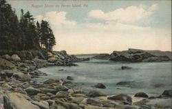 Rugged Shore on Heron Island, ME Postcard