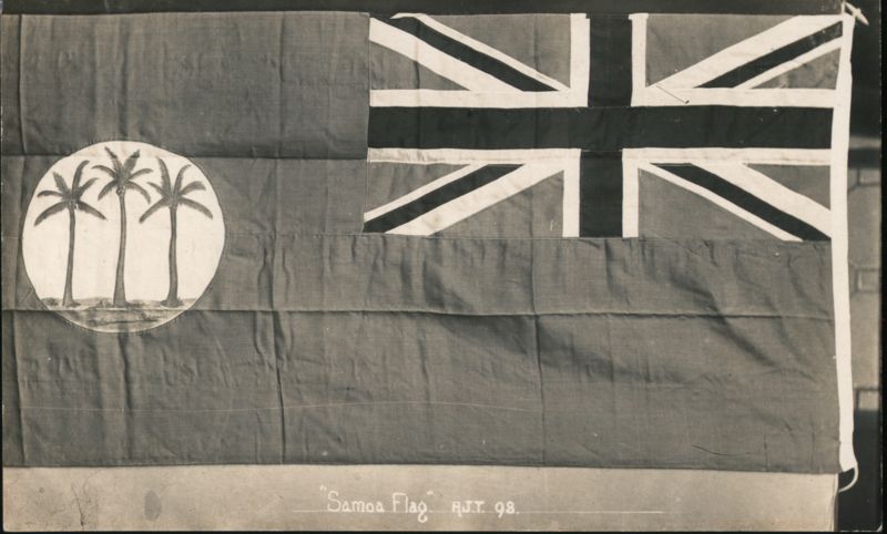 Samoa Flag with Union Jack and Palm Tree Badge South Pacific