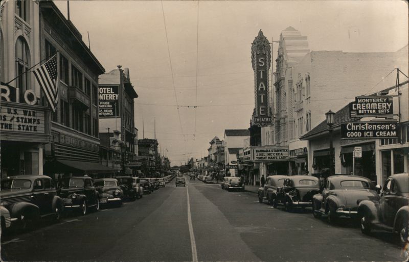 Alvarado Street with State Theatre, Monterey California