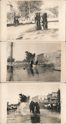 Set of 3: Firefighting Contest Wallace Hotel (?) Probably California Postcard
