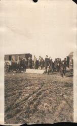 Group of People Outdoors with Wagon Original Photograph