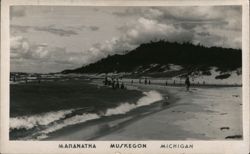 Maranatha Beach Scene, Muskegon, MI Michigan Postcard