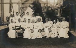 Group Portrait of Women and Children in White Dresses Postcard