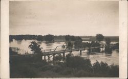 Flood Scene with Bridge, Logan, KS Postcard