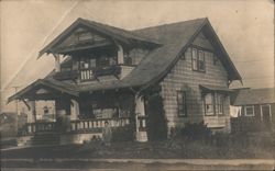 Craftsman Style House with Child in Yard Postcard