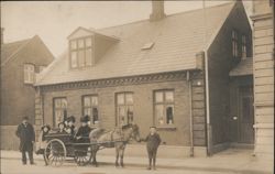 Family with Horse and Cart in front of Brick House Postcard