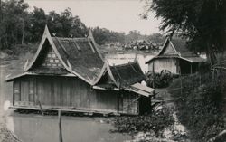 Thai Style Floating Houses on River Postcard