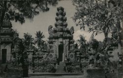 Ornate Stone Temple Entrance with Guardian Statues Postcard