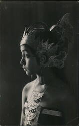 Young Woman in Elaborate Traditional Headdress Postcard
