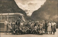 Group Portrait with Bus, Grindelwald, Switzerland Postcard