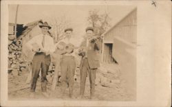 Three Musicians with Mandolin, Guitar, and Fiddle Postcard