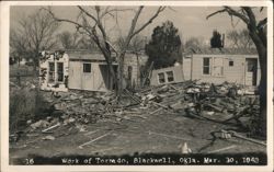 Tornado Damage, Blackwell, OK, March 30, 1949 Postcard