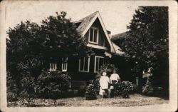 Mother, Cousin John Murphy, Dog Jerry at Family Home Postcard