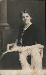Woman with Feather Boa, Studio Portrait Postcard