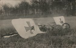 Crashed German WWI Airplane with Iron Cross Postcard