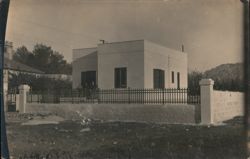 Modern Flat-Roof House with Fence Postcard