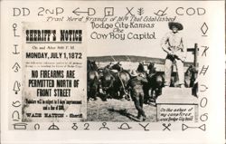 Dodge City, KS Sheriff's Notice & Cowboy Capitol Postcard