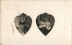 Heart-Shaped Portraits of Children Postcard