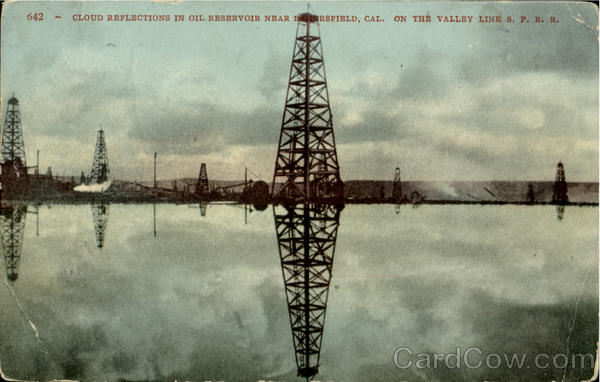 Cloud Reflections In Oil Reservoir Near Burnsfield Bakersfield California