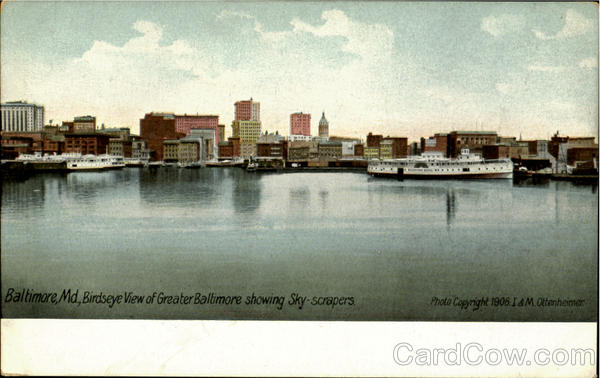 Birds Eye View Of Greater Baltimore Showing Sky Scrapers Maryland