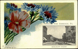 Greetings From Ambridge, Merchant Street Pennsylvania Postcard Postcard