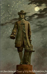 Wm Ponn Statue On Tower Of City Hall Postcard