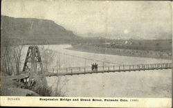 Suspension Bridge And Grand River Postcard