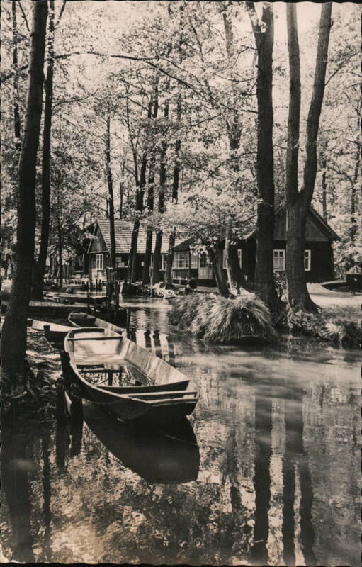 Spreewald, Btoia, Boat on Canal, Houses BB Germany