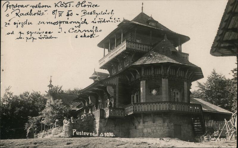 Wooden lookout tower Kosti Horice, Pustevne, Radhostic Mountains Pustevně Czechoslovakia
