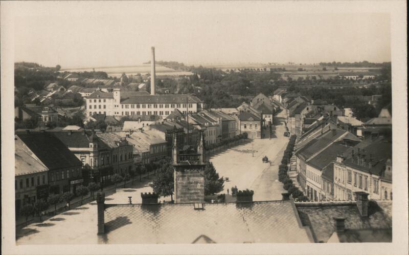 View of Hořice v Podkrkonoší from the tower, 1950 Czechoslovakia