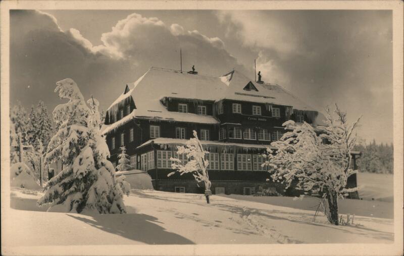 Cerna bouda Hotel in Winter, Krkonoše Mountains Pec pod Sněžkou Czechoslovakia