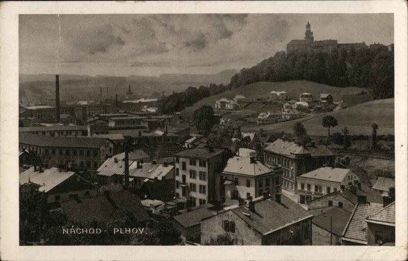 Náchod Plhov, View of City with Castle on Hill Czechoslovakia