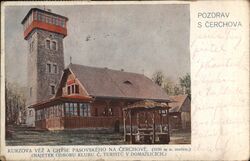 Kurzova Tower & Pasovský House on Čerchov Mountain, Bohemia Postcard