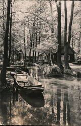 Spreewald, Btoia, Boat on Canal, Houses Postcard
