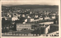 Zlin, Czechoslovakia - Aerial View Postcard