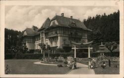 Lázně Luhačovice Jestřabí Sanatorium with Japanese Garden Postcard