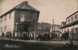 Group of Children in Front of General Store, Hoštálov Postcard