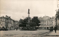 Marian column in Upper Square, Litomyšl Postcard