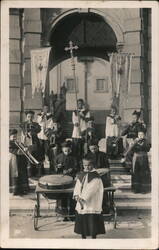 Boys Altar Boy Band with Instruments, Czechoslovakia Postcard