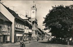 Postoloprty, Mírové náměstí, Town Hall with Clock Tower Postcard