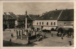 Písek - Mikoláš Aleš Square with Marian column Postcard