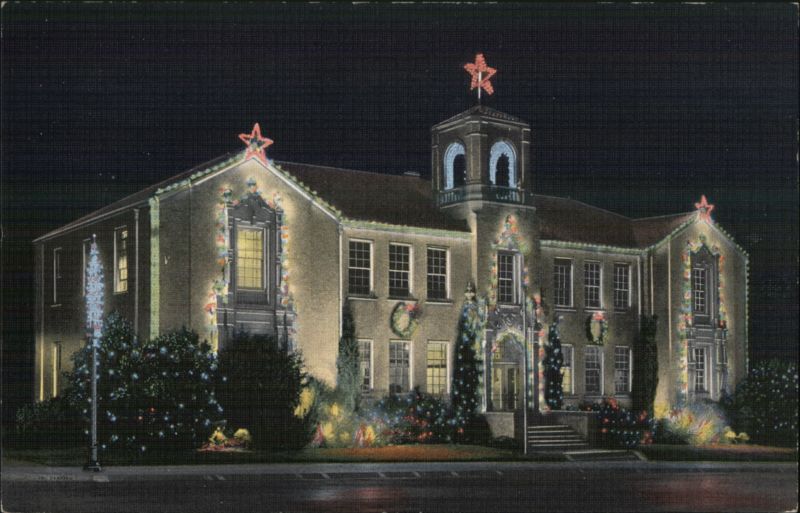 Denton City Hall with Christmas Lighting Texas