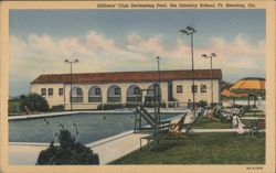 Officers' Club Swimming Pool, Ft. Benning, GA Postcard